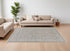7' X 10' Silver Taupe and Blue Oriental Power Loom Worn Faded Area Rug With Fringe